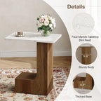 Table d'appoint de canapé en forme de C à 2 niveaux, table de chevet avec plateau en faux marbre, table en C pour canapé, chambre, salon