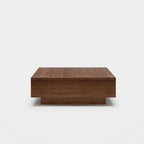 Table basse Mid-Century Moderne, Table basse minimaliste en placage de bois avec rangement pour salon, Entièrement assemblée