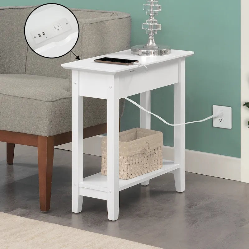  American Heritage Flip Top End Table with Charging Station and Shelf
