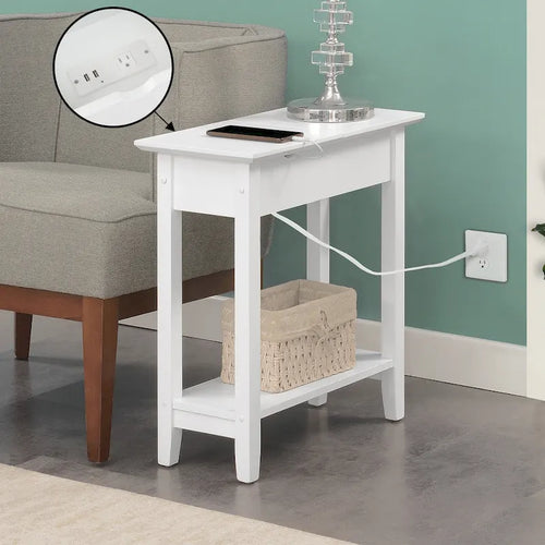  American Heritage Flip Top End Table with Charging Station and Shelf