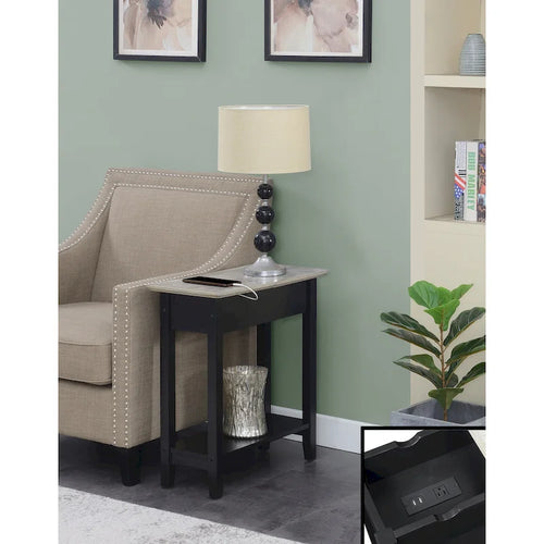 Table d'appoint American Heritage Flip Top avec station de charge et étagère