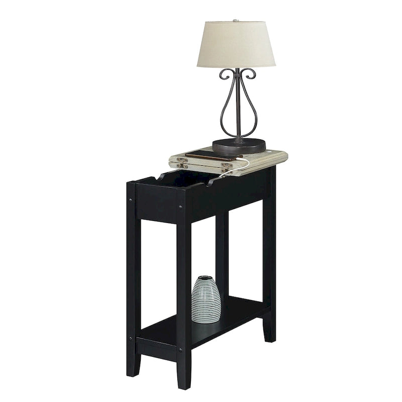 Table d'appoint American Heritage Flip Top avec station de charge et étagère