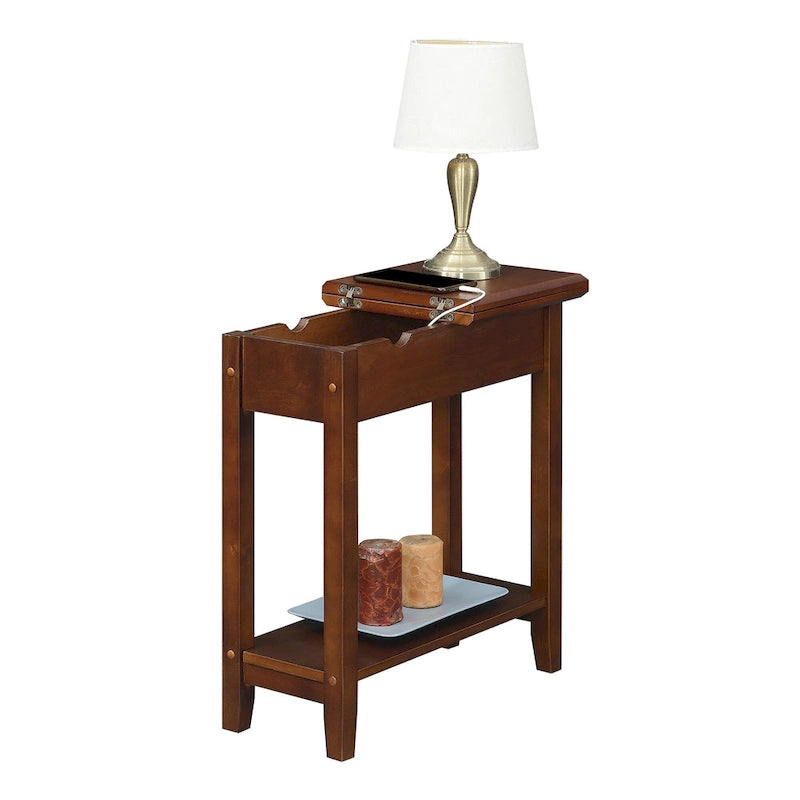 Table d'appoint American Heritage Flip Top avec station de charge et étagère
