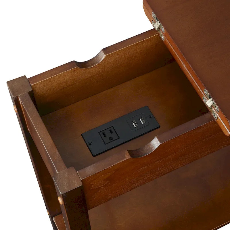 Table d'appoint American Heritage Flip Top avec station de charge et étagère