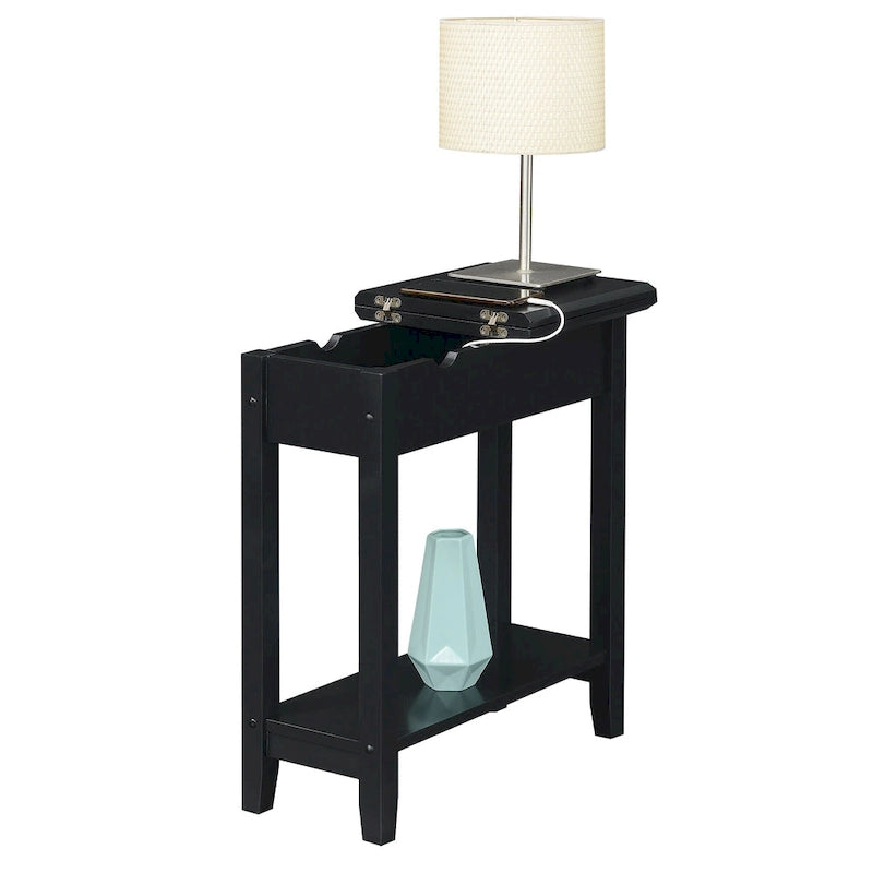 Table d'appoint American Heritage Flip Top avec station de charge et étagère