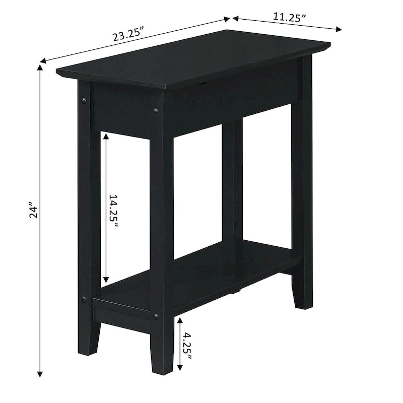 Table d'appoint American Heritage Flip Top avec station de charge et étagère