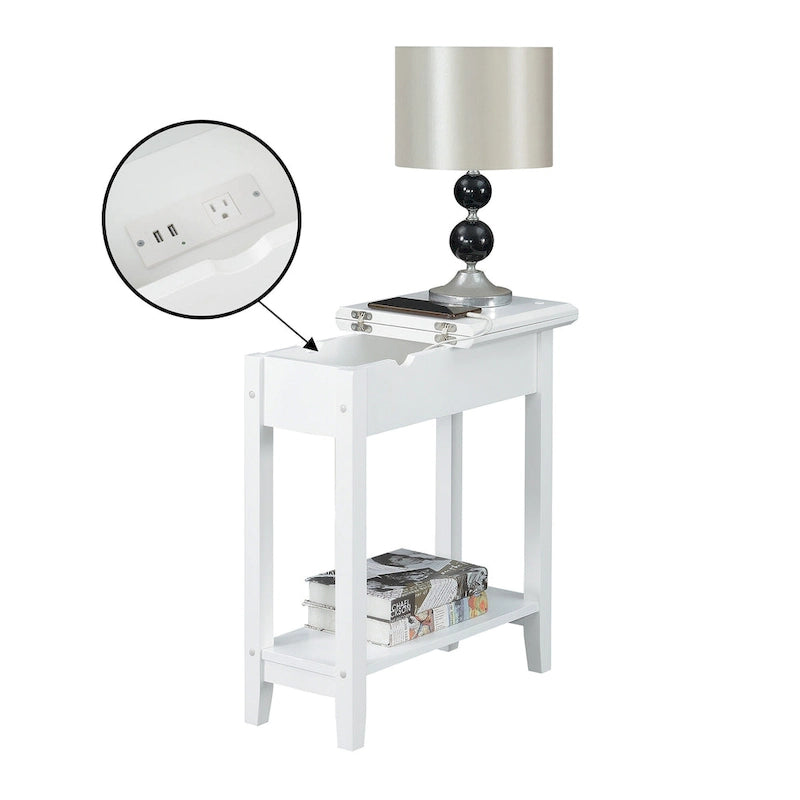 Table d'appoint American Heritage Flip Top avec station de charge et étagère