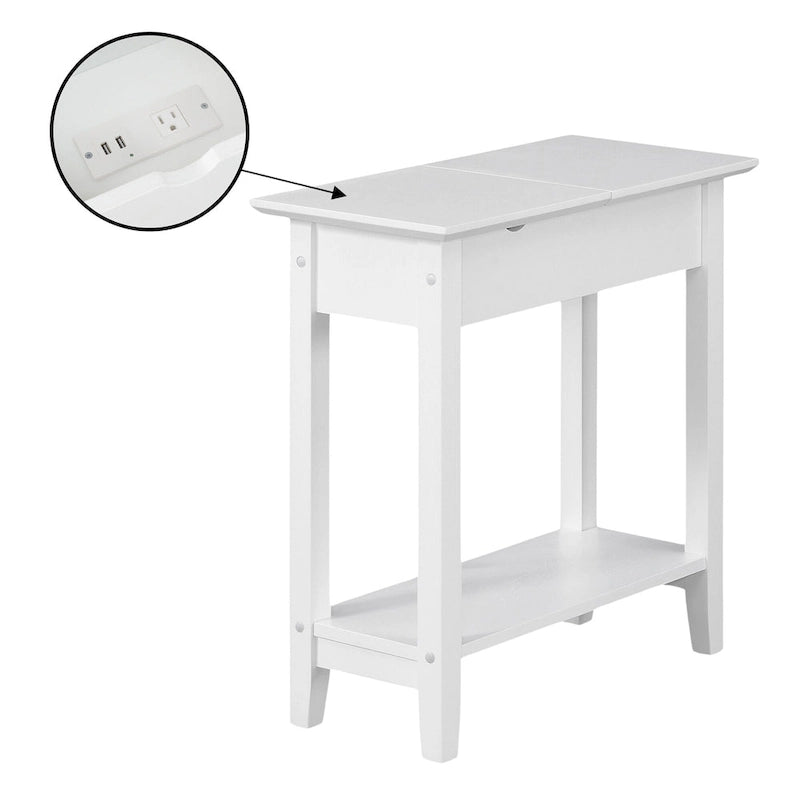 Table d'appoint American Heritage Flip Top avec station de charge et étagère