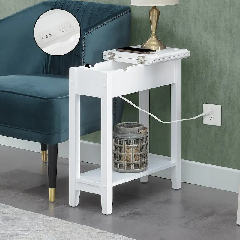 Table d'appoint American Heritage Flip Top avec station de charge et étagère
