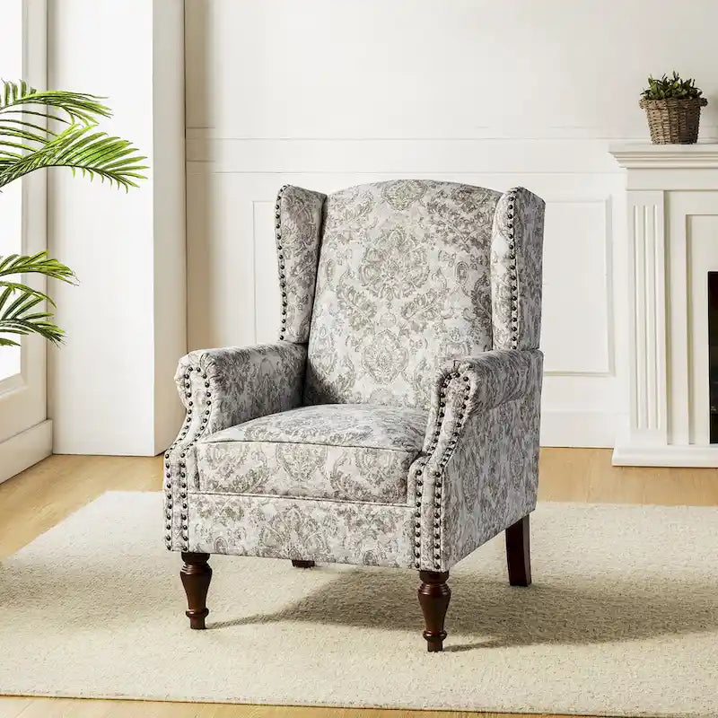 Fauteuil traditionnel à oreilles Gott avec pieds en bois massif par