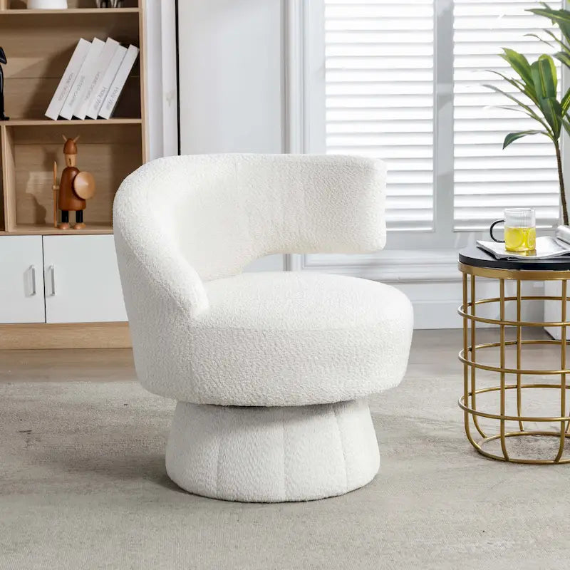 Fauteuils pivotants à 360° en tissu bouclé, avec assise large et rembourrée