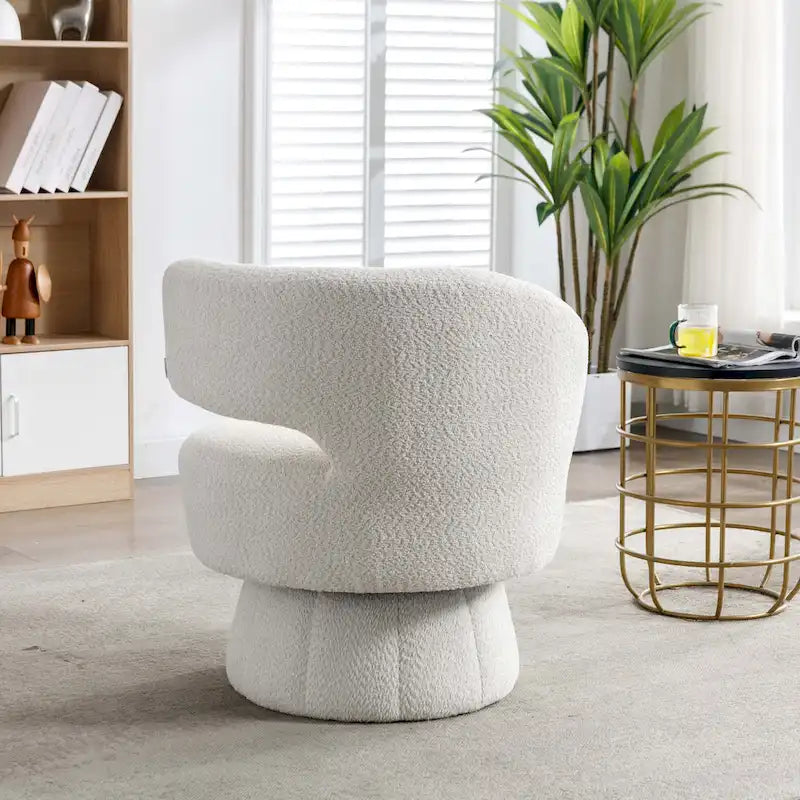 Fauteuils pivotants à 360° en tissu bouclé, avec assise large et rembourrée