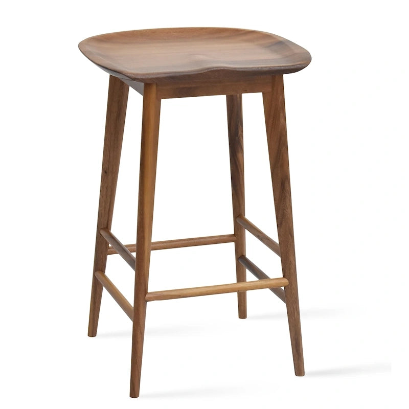 Tabouret de comptoir sans dossier en acacia massif Hendry - Tabouret de comptoir