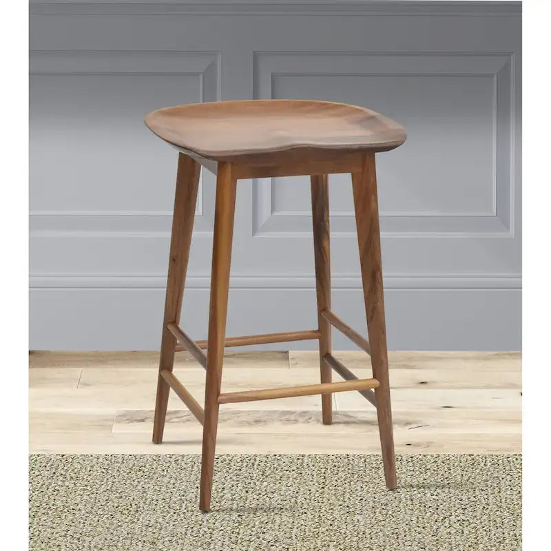 Tabouret de comptoir sans dossier en acacia massif Hendry - Tabouret de comptoir
