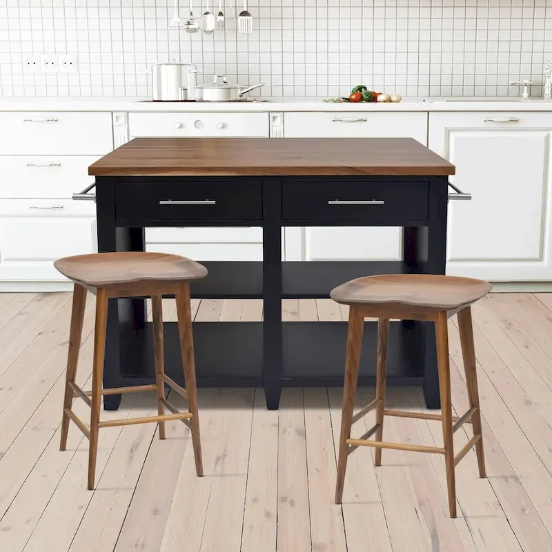 Tabouret de comptoir sans dossier en acacia massif Hendry - Tabouret de comptoir