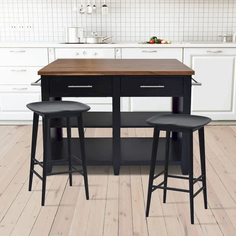 Tabouret de comptoir sans dossier en acacia massif Hendry - Tabouret de comptoir