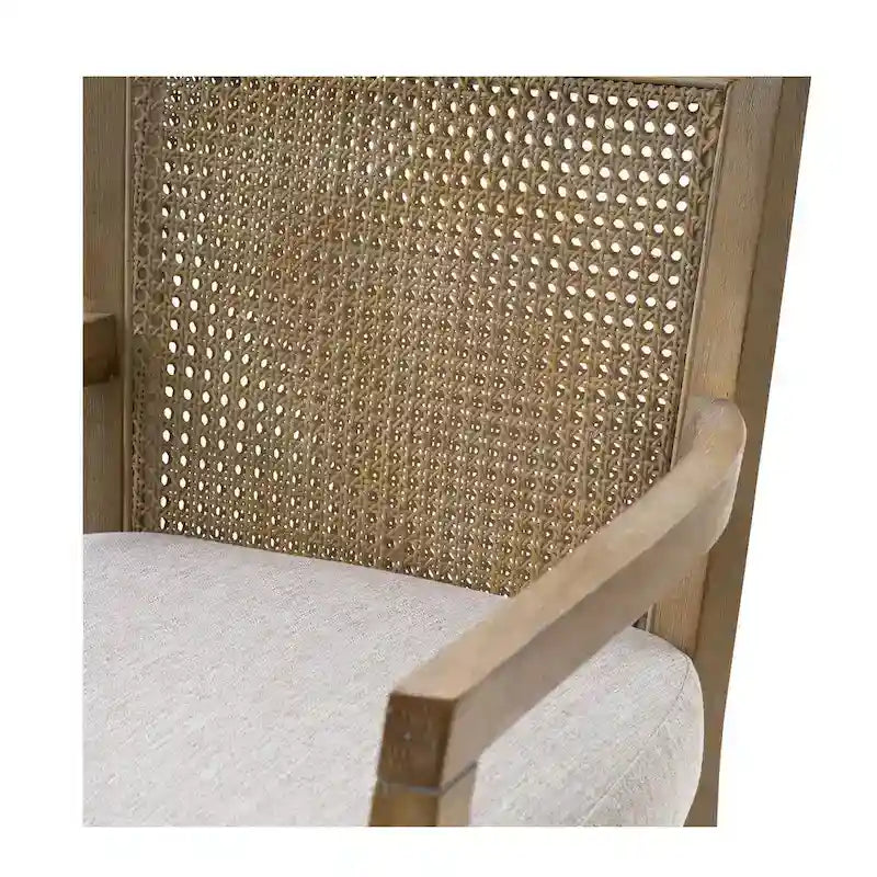 Tabouret de comptoir Blaine crème/rotin naturel récupéré