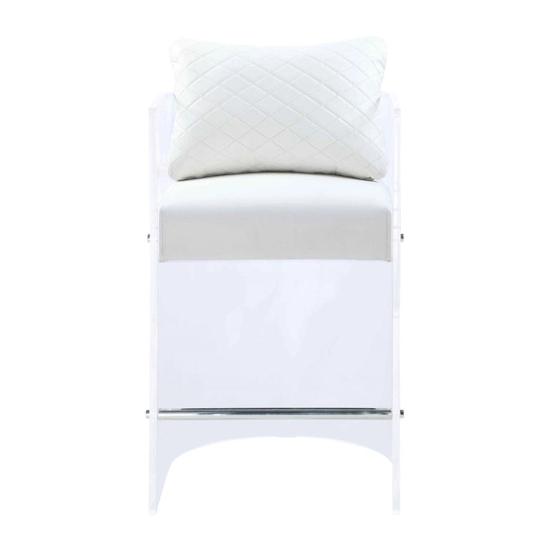 Tabouret de comptoir haut Somette en acrylique avec revêtement en peluche blanche - N/A