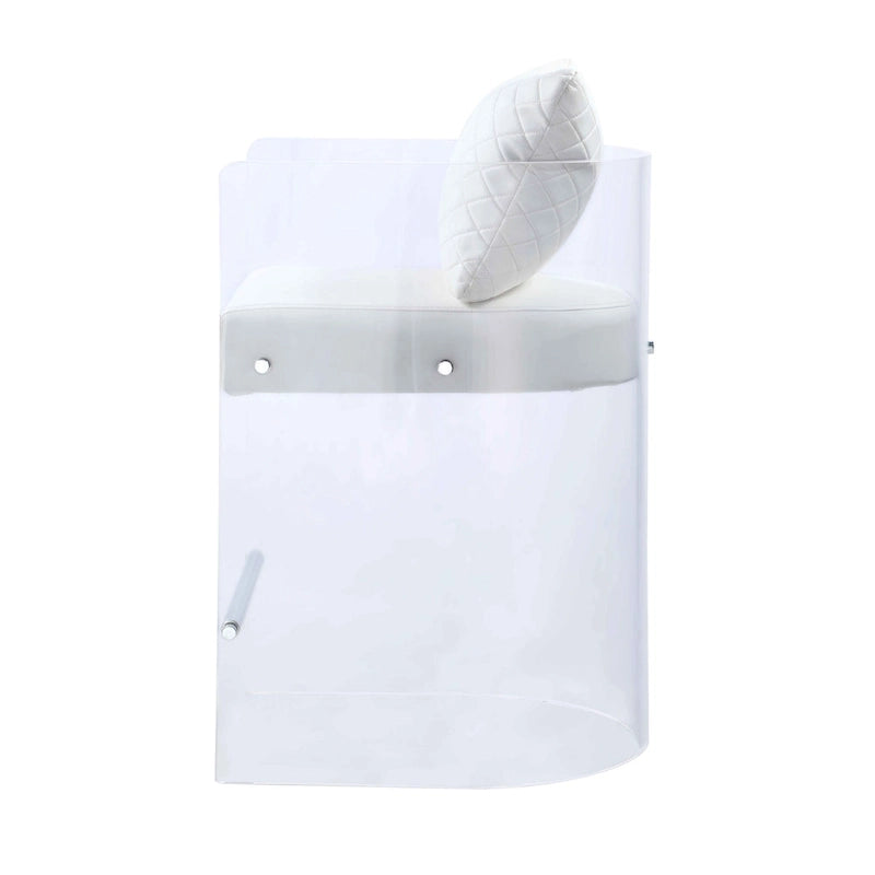 Tabouret de comptoir haut Somette en acrylique avec revêtement en peluche blanche - N/A