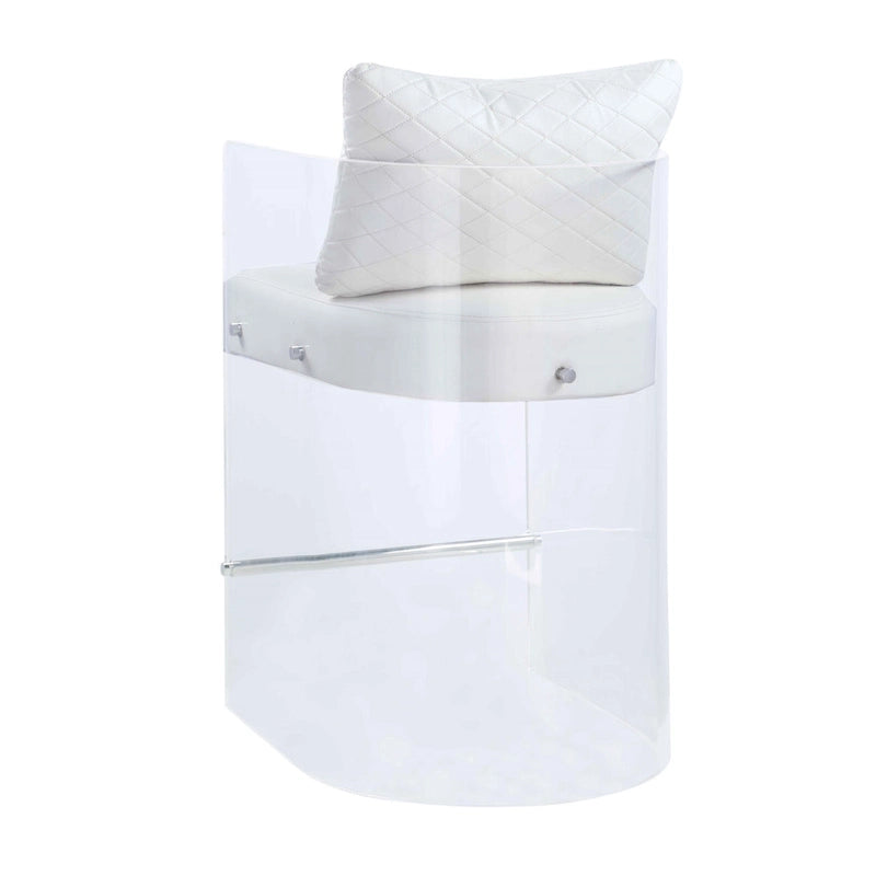 Tabouret de comptoir haut Somette en acrylique avec revêtement en peluche blanche - N/A