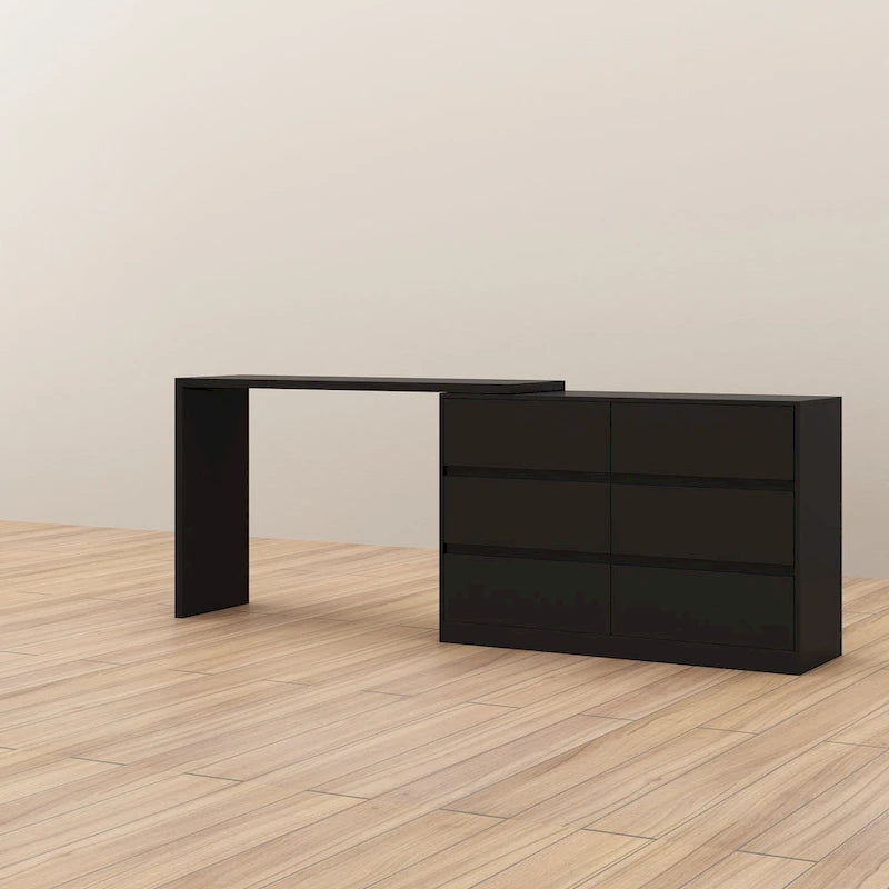 Coiffeuse rotative et bureau, commode 6 tiroirs, coiffeuse maquillage