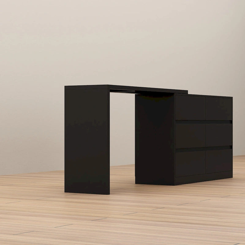 Coiffeuse rotative et bureau, commode 6 tiroirs, coiffeuse maquillage