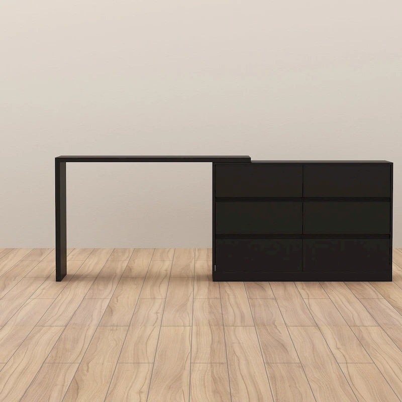Coiffeuse rotative et bureau, commode 6 tiroirs, coiffeuse maquillage