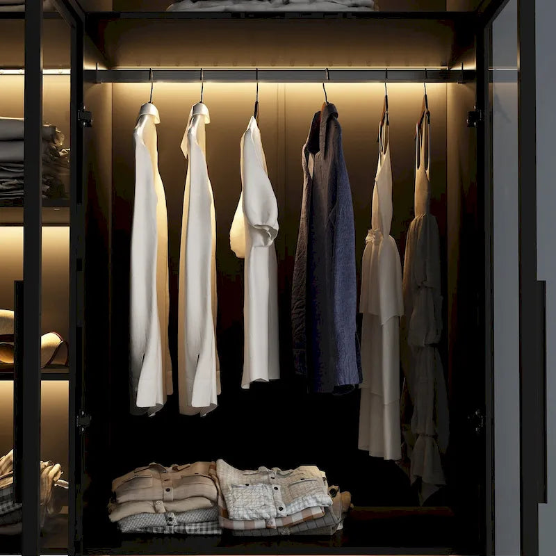 Armoire moderne en verre lumineux avec grand espace de rangement - 47,2