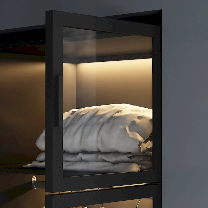 Armoire moderne en verre lumineux avec grand espace de rangement - 47,2