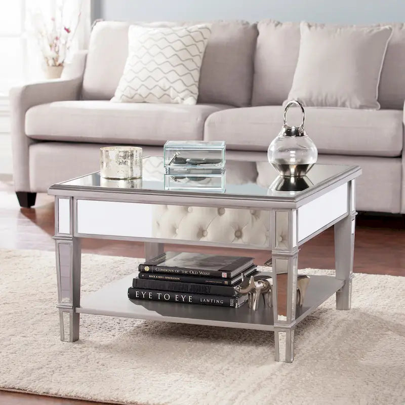  Wheaton Square Mirror Coffee Table with Shelf