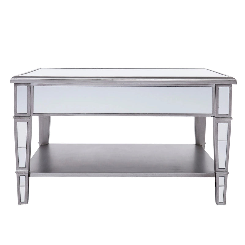 Table basse carrée avec miroir et étagère Wheaton