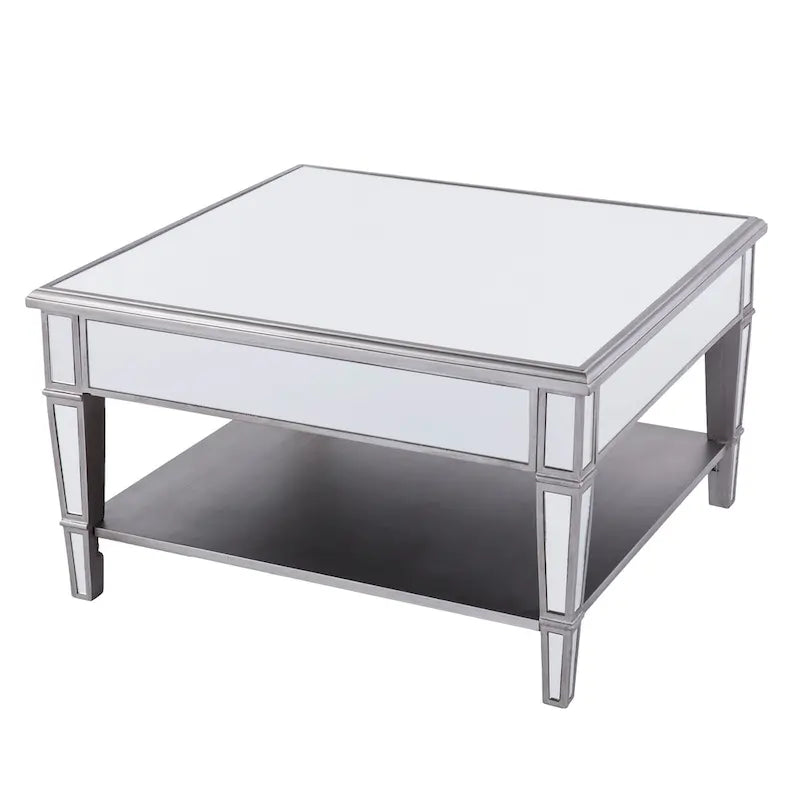 Table basse carrée avec miroir et étagère Wheaton