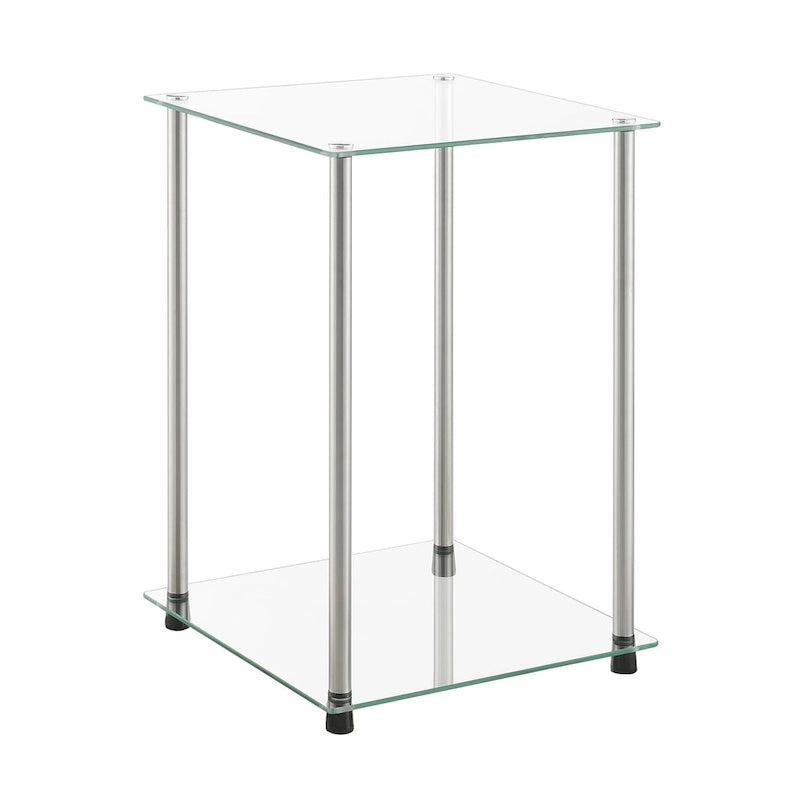 Table d'appoint carrée Designs2Go classique en verre à 2 niveaux