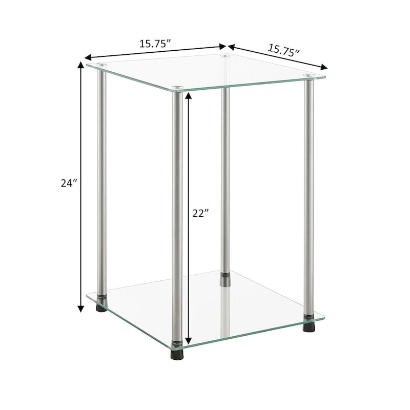 Table d'appoint carrée Designs2Go classique en verre à 2 niveaux