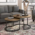Fort Worth  of 2 Round Nesting Coffee Tables, Brown