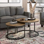 Fort Worth  of 2 Round Nesting Coffee Tables, Brown