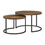 Table basse gigogne ronde, marron