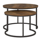 Table basse gigogne ronde, marron