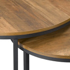 Table basse gigogne ronde, marron