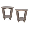 COZAYH  of 2 Rustic Farmhouse end Table with Storage Shelf, French Country Accent Side Table , Vintage Grey Finish