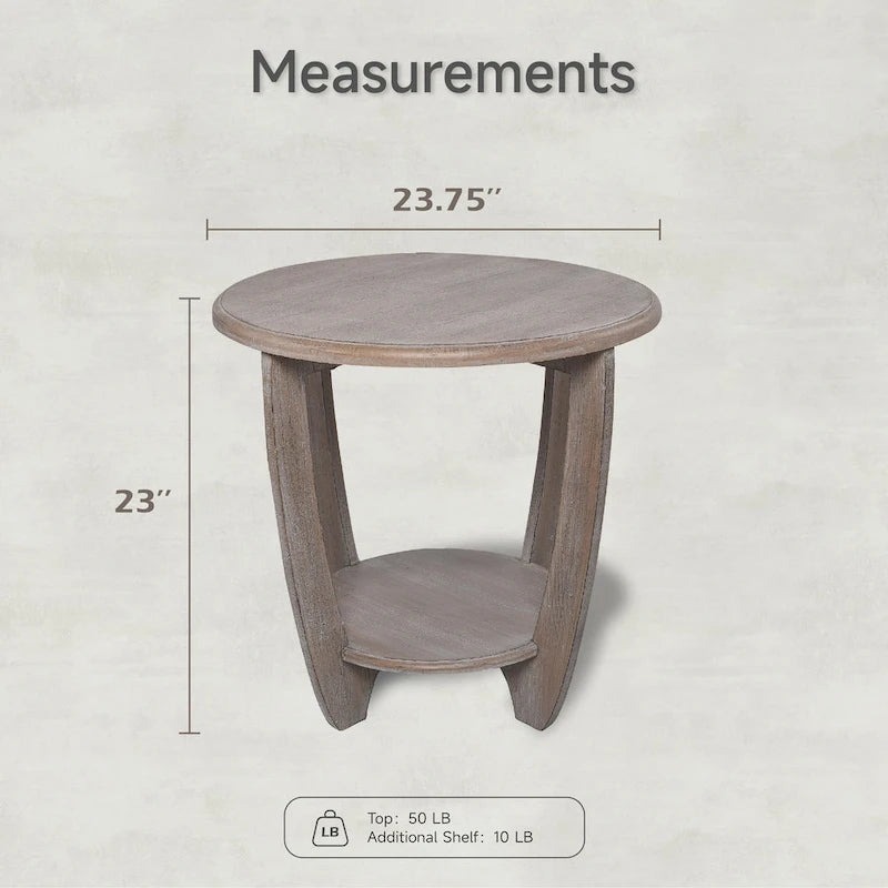 COZAYH Lot de 2 tables d'appoint rustiques de style ferme avec étagère de rangement, table d'appoint de style campagne française, finition gris vintage