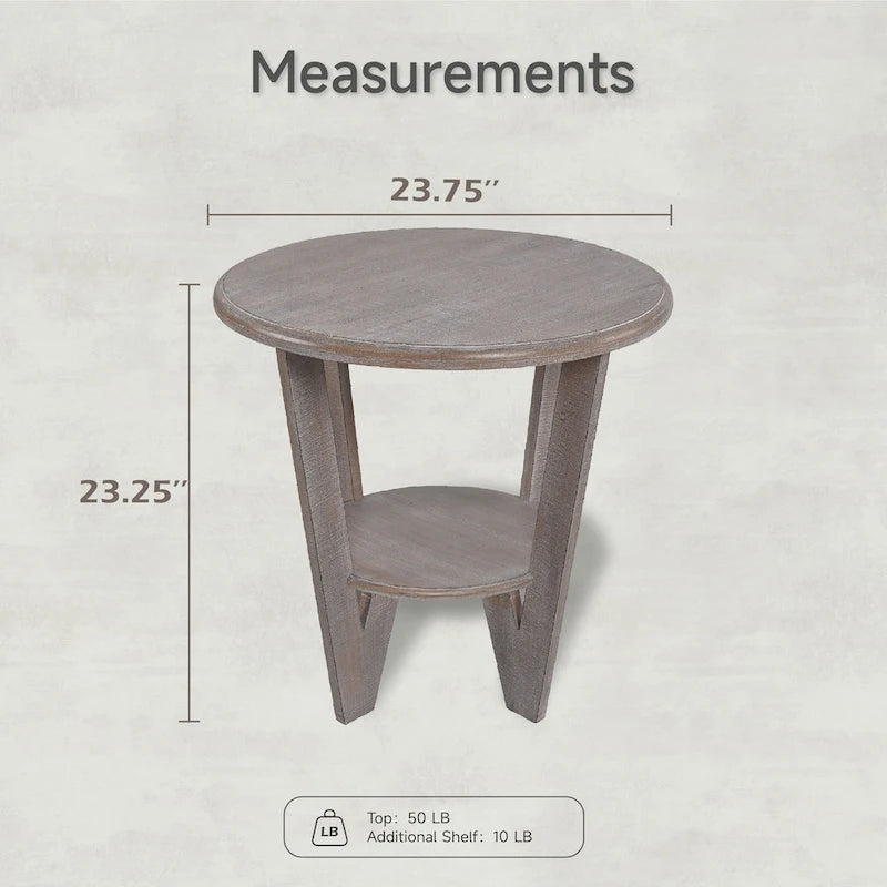 COZAYH Lot de 2 tables d'appoint rustiques de style ferme avec étagère de rangement, table d'appoint de style campagne française, finition gris vintage