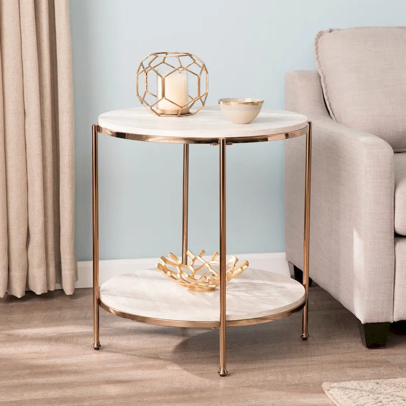 Table d'appoint ronde en faux marbre Henderson