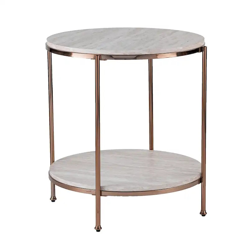 Table d'appoint ronde en faux marbre Henderson