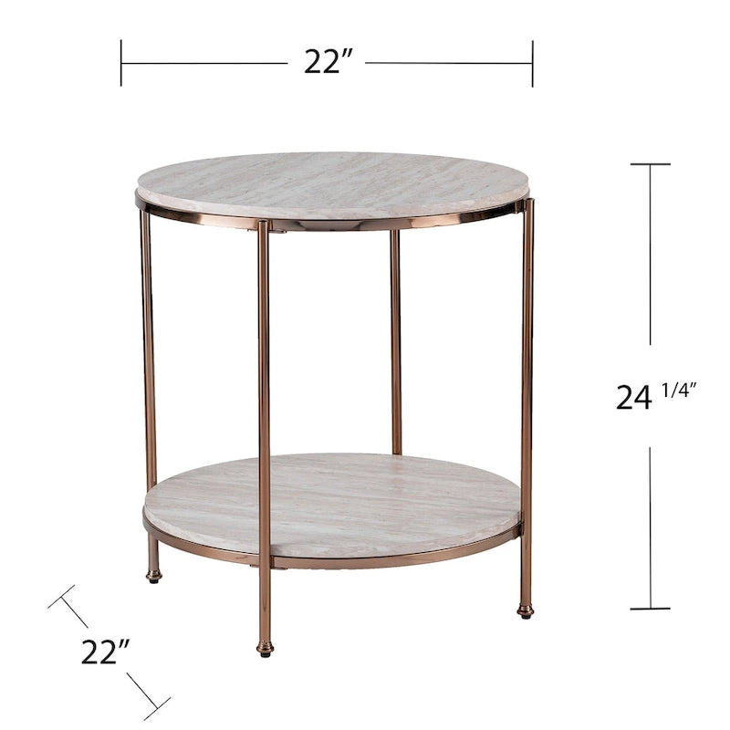 Table d'appoint ronde en faux marbre Henderson