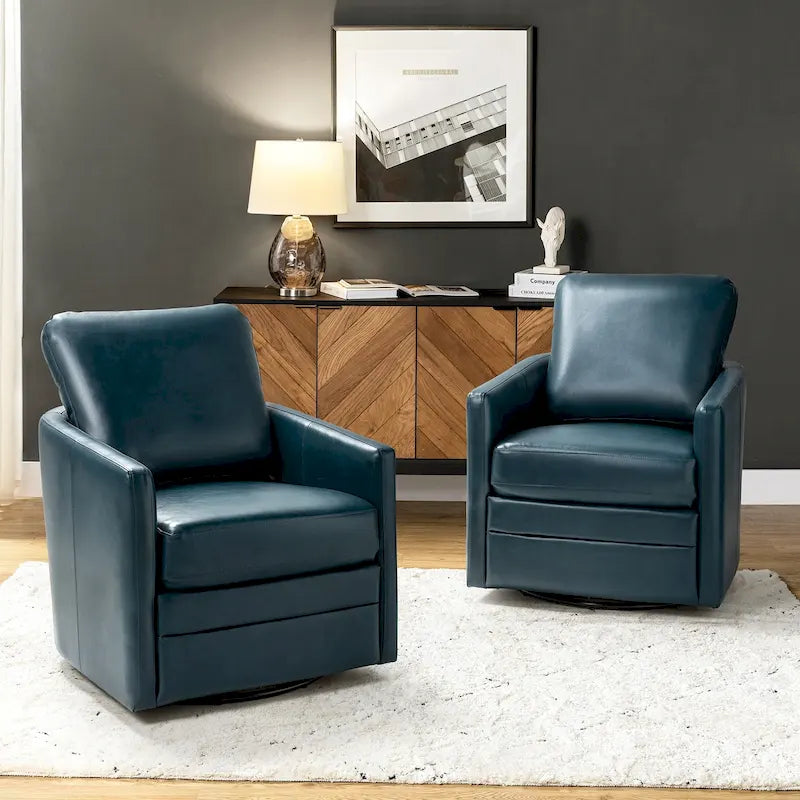 Fauteuil baquet pivotant Terrance en similicuir avec base en métal, lot de 2