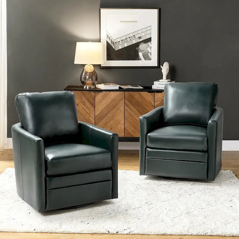 Fauteuil baquet pivotant Terrance en similicuir avec base en métal, lot de 2
