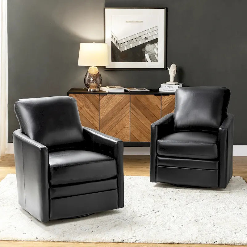 Fauteuil baquet pivotant Terrance en similicuir avec base en métal, lot de 2