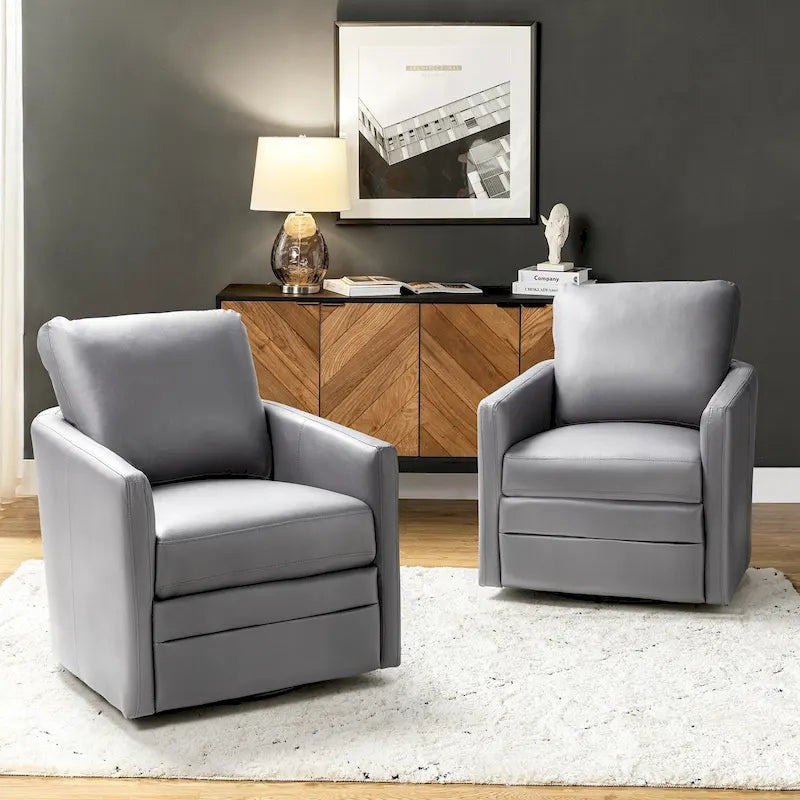 Fauteuil baquet pivotant Terrance en similicuir avec base en métal, lot de 2