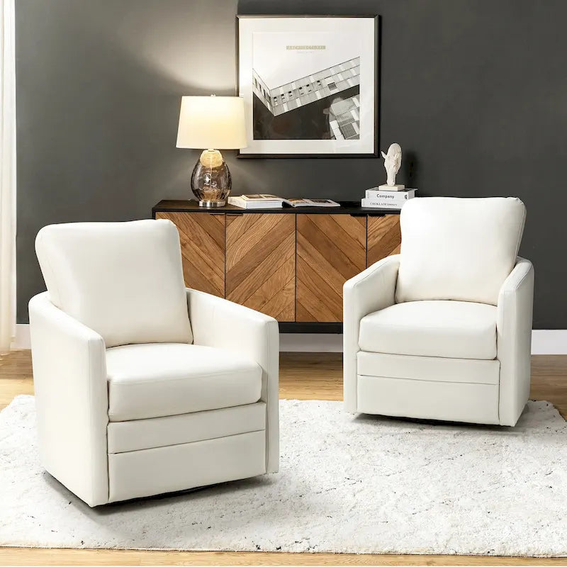 Fauteuil baquet pivotant Terrance en similicuir avec base en métal, lot de 2